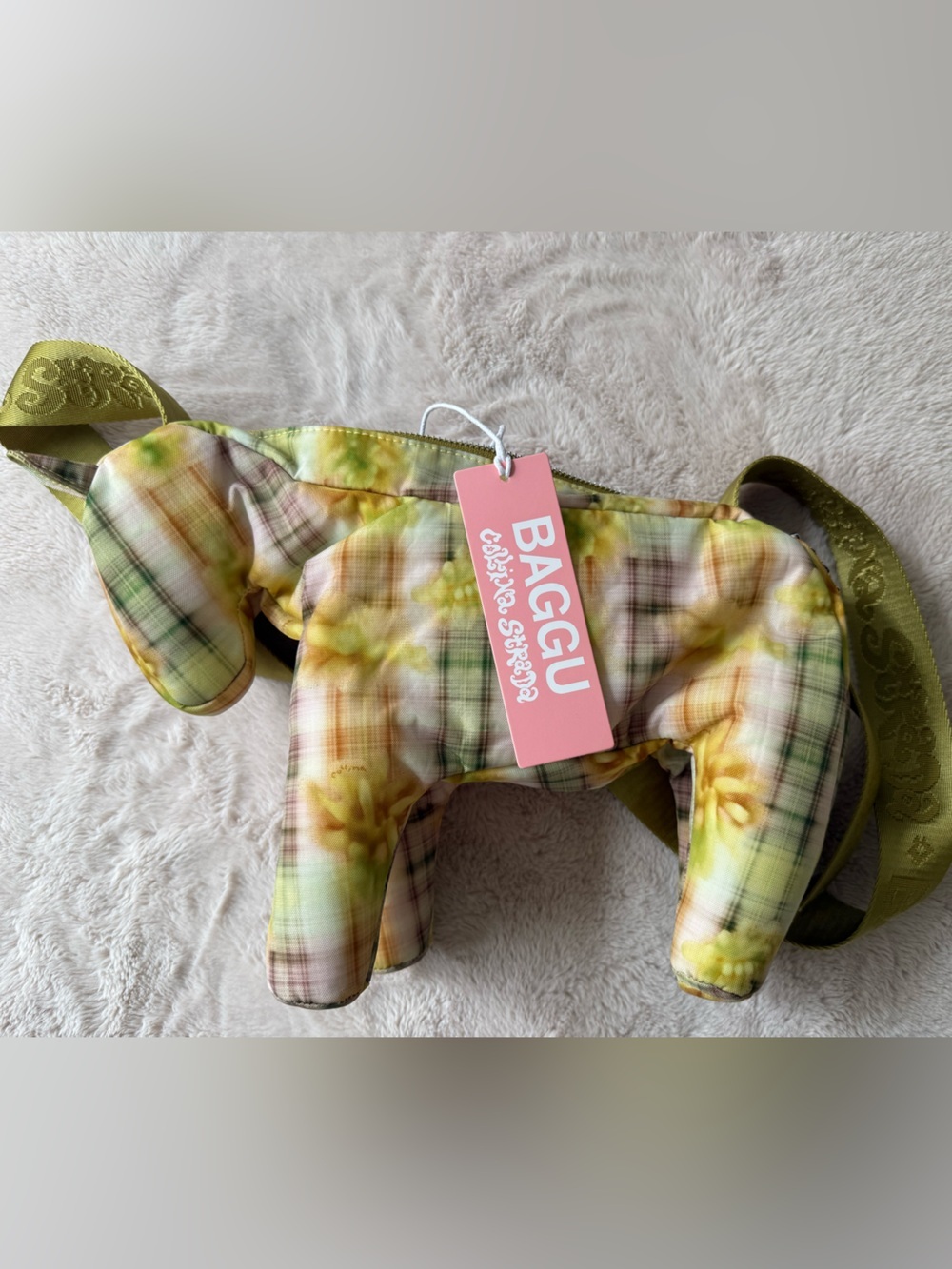 NWT BAGGU x Collina Strada Horse Bag Boxer Plaid